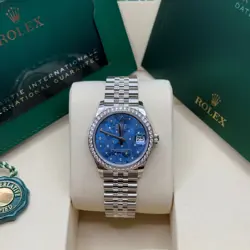 ROLEX DATEJUST 31 NEW 2025 BLUE FLORAL DIAMOND DIAL DIAMOND BEZEL JUBILEE