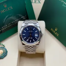 ROLEX DATEJUST 41 NEW 2025 BLUE INDEX DIAL STAINLESS STEEL SMOOTH BEZEL JUBILEE