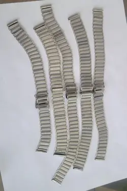 Vintage SWISS steel lot of 5 Bamboo military bracelets for Rolex bubble back,etc