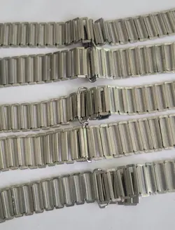 Vintage SWISS steel lot of 5 Bamboo military bracelets for Rolex bubble back,etc