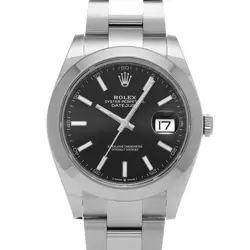 ROLEX 126300 DATEJUST 41 BRIGHT BLACK MENS WRISTWATCH WITH BOX & PAPER