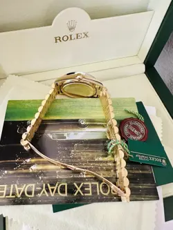 Men’s 18k YG Rolex Day Date President Ref 18038 With Diamonds In Box