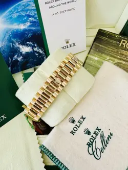 Men’s 18k YG Rolex Day Date President Ref 18038 With Diamonds In Box