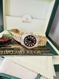 Men’s 18k YG Rolex Day Date President Ref 18038 With Diamonds In Box