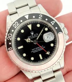 Rolex GMT  Master II 16760 Fat Lady Stainless Steel Watch Faded Coke Bezel