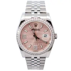 ROLEX DATEJUST 36MM PINK DIAL WATCH 116244