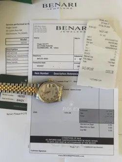 Full Set + Service Card + Full Service History 16233 Rolex Datejust Pyramid