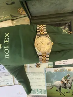 Full Set + Service Card + Full Service History 16233 Rolex Datejust Pyramid