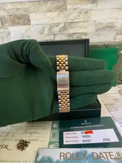 Full Set + Service Card + Full Service History 16233 Rolex Datejust Pyramid