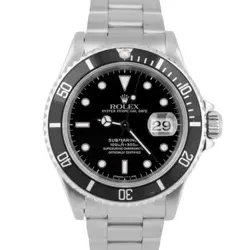 ROLEX SUBMARINER DATE 40MM BLACK STAINLESS STEEL AUTOMATIC OYSTER WATCH 16610