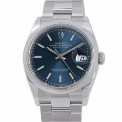 ROLEX DATEJUST 36MM STAINLESS STEEL BRIGHT BLUE DIAL 126200