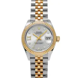 ROLEX 279173G LADY-DATEJUST 28 SILVER/DIAMOND WOMEN WRISTWATCH WITH BOX & PAPER