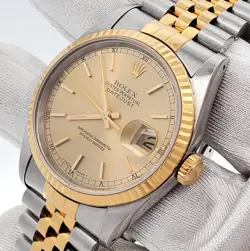 ROLEX DATEJUST 36MM CHAMPAGNE DIAL YELLOW GOLD/STEEL JUBILEE WATCH 16233