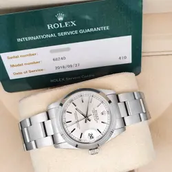 ROLEX DATEJUST 31MM SILVER INDEX STEEL WATCH 68240 BOX PAPERS SERVICED IN 2018