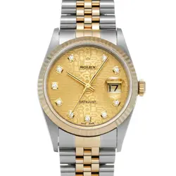 ROLEX  DATEJUST 16233G NUMBER 1997 MANUFACTURED CHAMPAGNE COMPUTER/DIAMOND WATCH