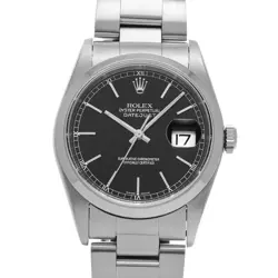 ROLEX 3/27  DATEJUST 16200 F NO. 2004 MADE BLACK WATCH R45_0324