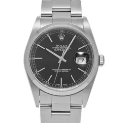 ROLEX 3/27  DATEJUST 16200 Y NO. 2003 BLACK WATCH R45_0324