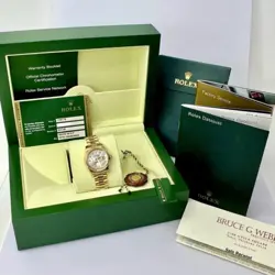 Rolex Lady-Datejust President 26 mm Mother of Pearl Diamond Dial 18K Yellow Gold
