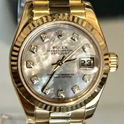 Rolex Lady-Datejust President 26 mm Mother of Pearl Diamond Dial 18K Yellow Gold