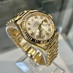 Rolex Lady-Datejust President 26 mm Mother of Pearl Diamond Dial 18K Yellow Gold