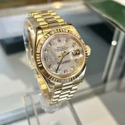 Rolex Lady-Datejust President 26 mm Mother of Pearl Diamond Dial 18K Yellow Gold