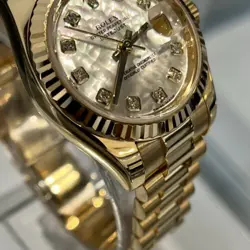 Rolex Lady-Datejust President 26 mm Mother of Pearl Diamond Dial 18K Yellow Gold