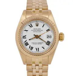LADIES ROLEX DATEJUST WHITE DIAL 26MM 18K YELLOW GOLD JUBILEE WATCH 6917