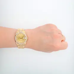 Rolex Datejust 31mm 18KY Gold Champagne Diamond Dial & Bezel President 68278