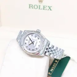 ROLEX 26MM OYSTER PERPETUAL RHODIUM ROMAN DIAL LADY DATEJUST REF: 179174 (2006)