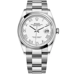 ROLEX DATEJUST 36 126200 WHITE ROMAN, OYSTER BRACELET