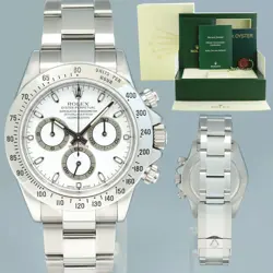 2003 MINT PAPERS ROLEX DAYTONA 116520 WHITE DIAL CHRONOGRAPH STEEL 40MM WATCH