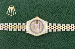 Rolex Lady DateJust Ice Pink Diamond Dial Steel -Yellow Gold Diamond Bezel Watch
