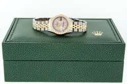 Rolex Lady DateJust Ice Pink Diamond Dial Steel -Yellow Gold Diamond Bezel Watch