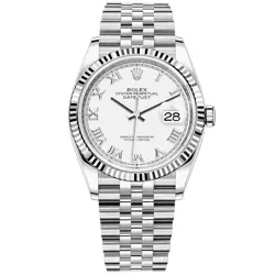 ROLEX DATEJUST 36 126234 WHITE GOLD & STEEL - WHITE ROMAN, JUBILEE