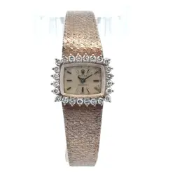 VINTAGE ROLEX LADIES 18K WHITE GOLD CREAM DIAL DIAMOND BEZEL