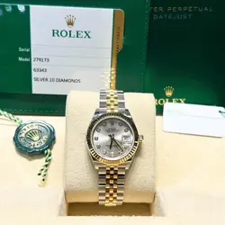 ROLEX 279173 LADY-DATEJUST 28MM STEEL YELLOW GOLD SILVER DIAMOND DIAL JUBILEE
