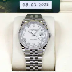 NEW 2025 ROLEX DATEJUST 126234 36MM WHITE ROMAN DIAL FLUTED JUBILEE BOX PAPERS