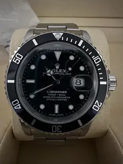 1997 MINT ROLEX SUBMARINER DATE  16610 STEEL BLACK 40MM OYSTER WATCH