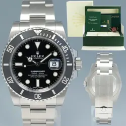MINT PAPERS ROLEX SUBMARINER DATE 116610 STEEL BLACK DIAL CERAMIC WATCH BOX
