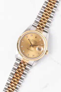 1991 ROLEX DATEJUST 18K/SS 16233 CHAMPAGNE DIAMOND DIAL