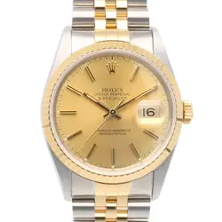 ROLEX DATEJUST WATCHES 16233 STAINLESS STEEL K18 YELLOW GOLD X NO. 1991 USED