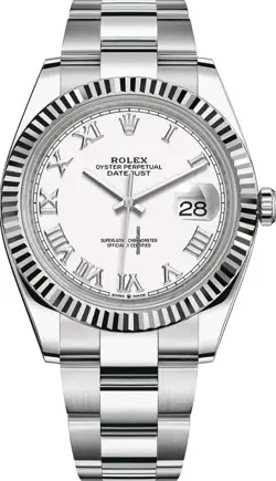 ROLEX DATEJUST 41 WHITE DIAL 126334 GOLD FLUTED BEZEL ON OYSTER 2024