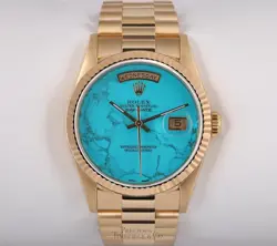 Rolex Men Day-Date 18238 President 18k  Gold 36mm-Turquoise Marble Dial