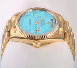 Rolex Men Day-Date 18238 President 18k  Gold 36mm-Turquoise Marble Dial