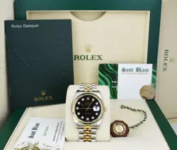 ROLEX 36MM 18KT GOLD & SS DATEJUST BLACK DIAMOND JUBILEE BAND 116233 SANT BLANC