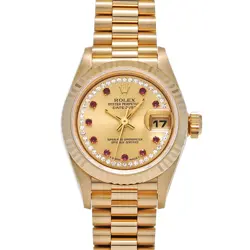 ROLEX 69178LR DATEJUST CHAMPAGNE/MILLIARD DIAMOND/RUBY WOMEN WRISTWATCH WITH...