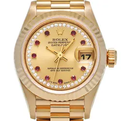 ROLEX 69178LR Datejust Champagne/Milliard Diamond/Ruby Women Wristwatch with...
