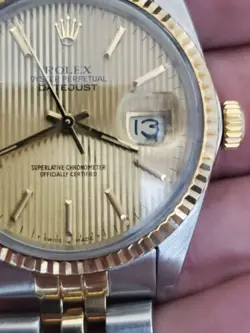 ROLEX DATEJUST REF. 16013 CHAMPAGNE TAPESTRY DIAL JUBILEE BRACELET MEN'S WATCH