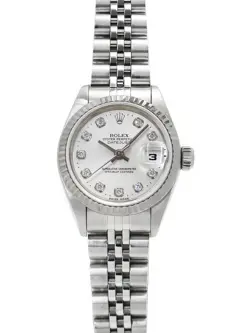 USED ROLEX DATEJUST 10P DIAMOND 69174G SILVER LADIES WATCH #32325