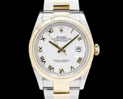 ROLEX DATEJUST 18K YELLOW GOLD / SS WHITE ROMAN DIAL